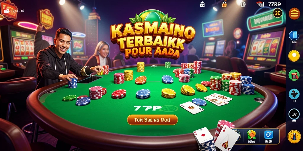 Screenshot gameplay kasino 77RP menampilkan mesin slot yang mendebarkan.