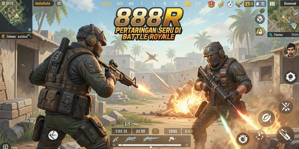 Tangkapan layar menampilkan pertempuran seru dalam permainan Battle Royale.