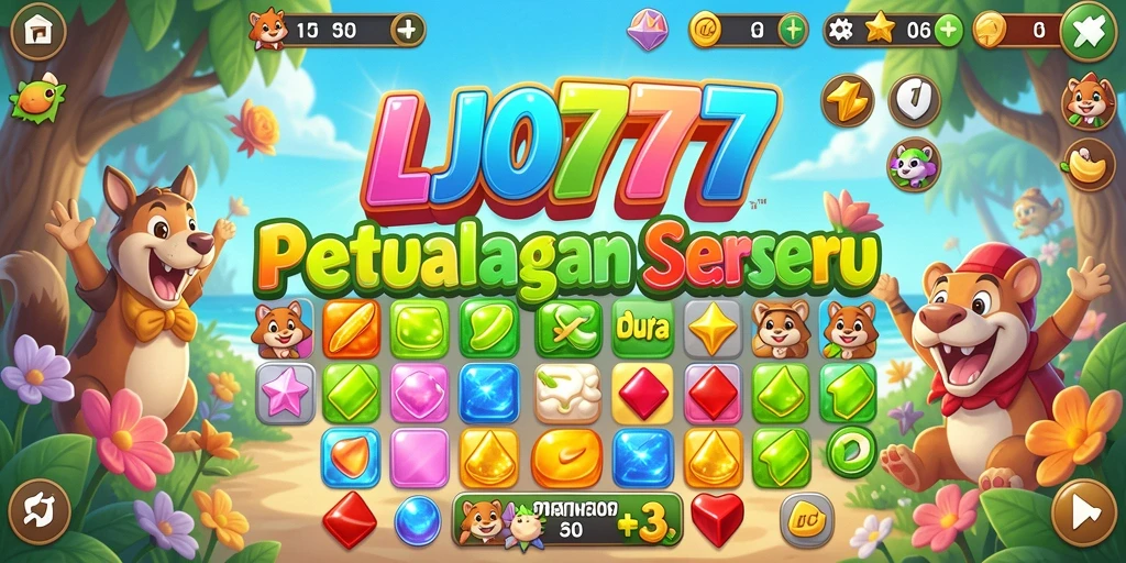 Tampilan gameplay seru LJO777 dalam memecahkan teka-teki Match-3.