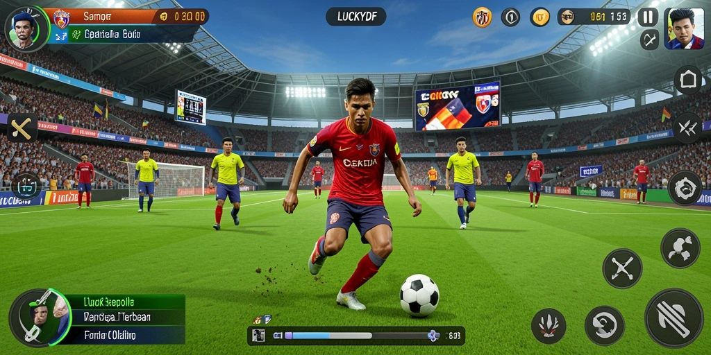 Tampilan gameplay LUCKYDF yang mendebarkan saat bertanding di lapangan.