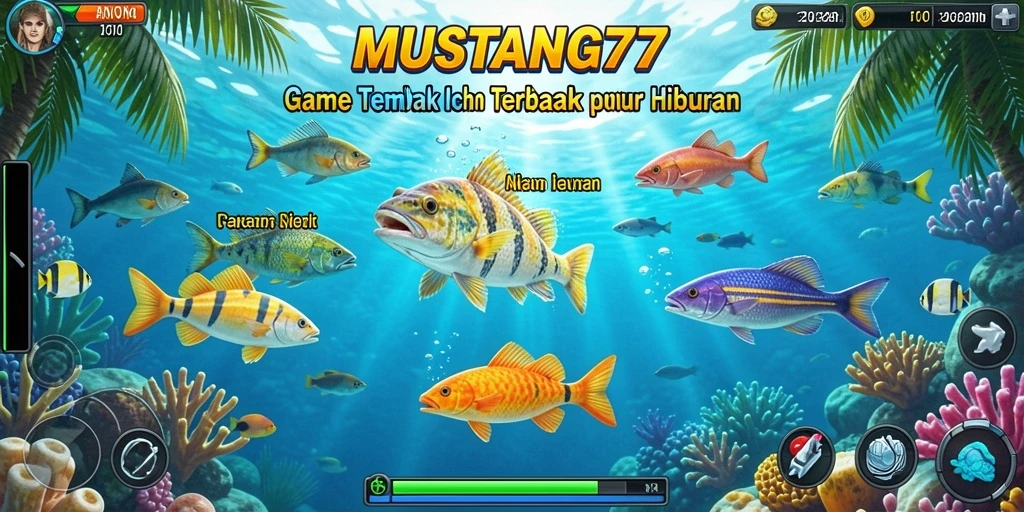 Screenshot gameplay MUSTANG77 menunjukkan aksi menembak ikan yang mendebarkan.