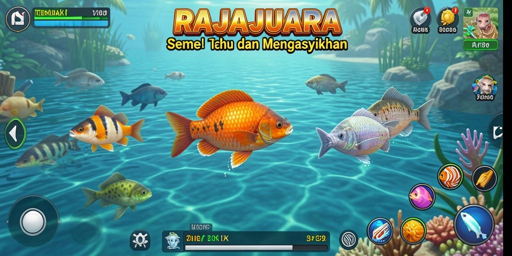 Tampilan gameplay seru dari RAJAJUARA, game Tembak Ikan yang menantang.