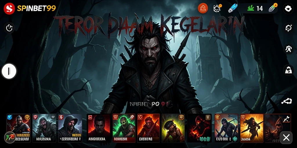 Screenshot gameplay SPINBET99 yang menampilkan suasana horror menegangkan.