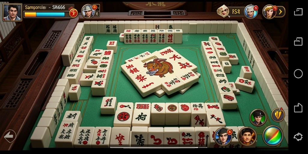 Tangkapan layar gameplay SR6666 yang menunjukkan aksi Mahjong yang menegangkan.
