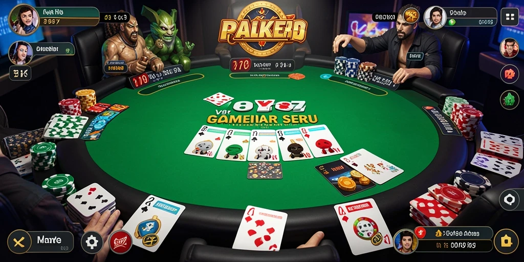 Screenshot gameplay V87 yang mendebarkan dan penuh strategi Poker.