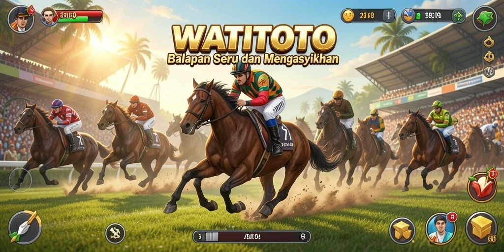 Tampilan gameplay WATITOTO saat balapan di trek yang menantang.